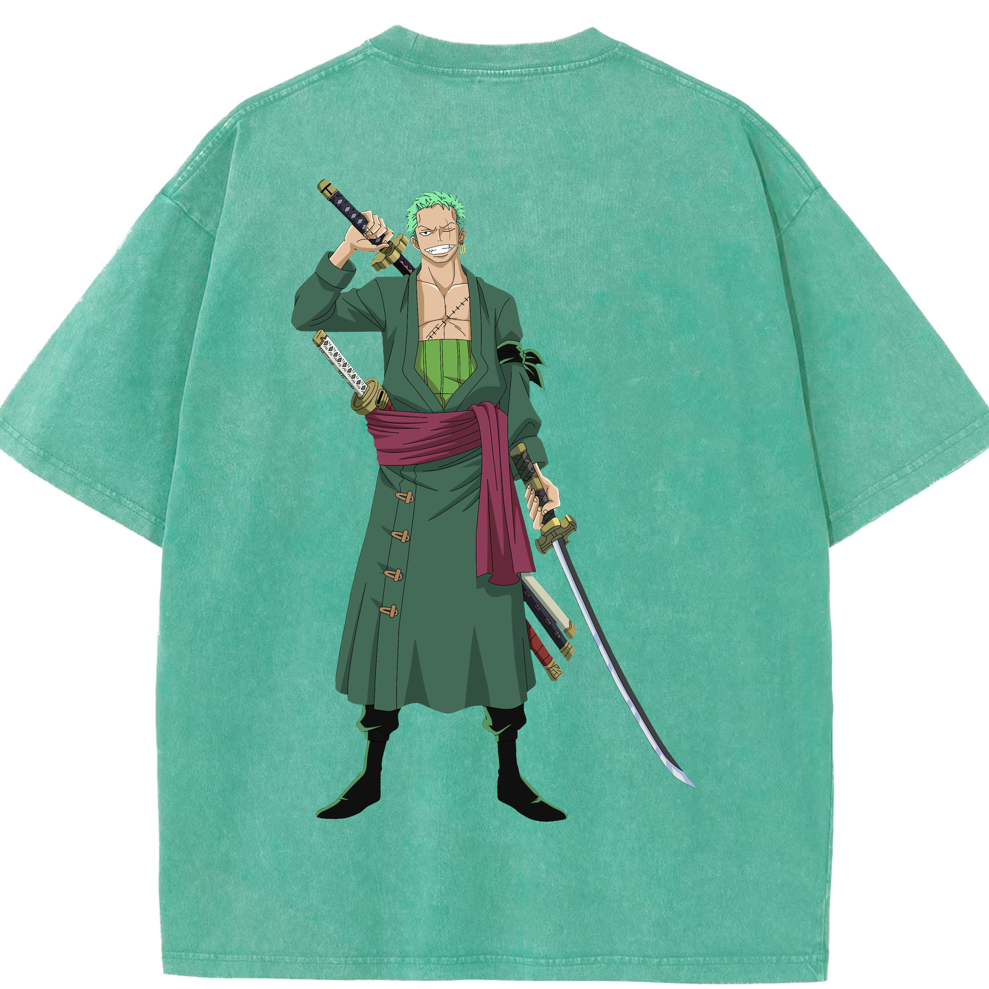 ワンピース ロロノア・ゾロ ONE PIECE Roronoa Zoro 綿100% ヴィンテージ風 半袖Tシャツ（背面プリント）